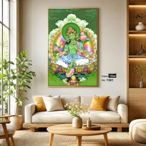 Đức Lục Độ Mẫu (Tara Xanh) | Tranh hộp đèn cao cấp | Mã tranh 1361 | Tranh TÂM - Ảnh 3