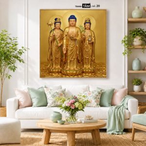 Alternative view of Tây Phương Tam Thánh | Tranh hộp đèn cao cấp | Mã tranh 20 | Tranh TÂM