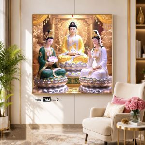Alternative view of Tây Phương Tam Thánh | Tranh hộp đèn cao cấp | Mã tranh 21 | Tranh TÂM