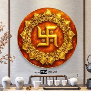 Alternative view of Chữ "Vạn 卍" | Tranh hộp đèn cao cấp | Mã tranh 267 | Tranh TÂM