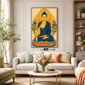 Phật Dược Sư (Dược Sư Lưu Ly Quang Như Lai) | Tranh hộp đèn cao cấp | Mã tranh 282 | Tranh TÂM - Ảnh 5