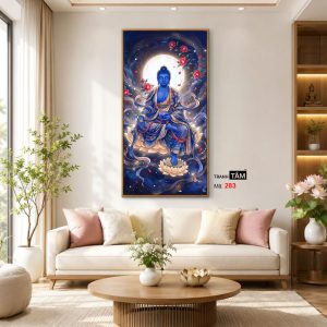 Phật Dược Sư (Dược Sư Lưu Ly Quang Như Lai) | Tranh hộp đèn cao cấp | Mã tranh 283 | Tranh TÂM - Ảnh 5
