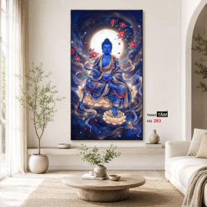 Phật Dược Sư (Dược Sư Lưu Ly Quang Như Lai) | Tranh hộp đèn cao cấp | Mã tranh 283 | Tranh TÂM - Ảnh 3