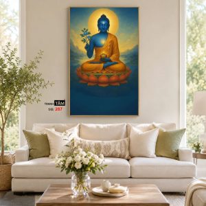 Phật Dược Sư (Dược Sư Lưu Ly Quang Như Lai) | Tranh hộp đèn cao cấp | Mã tranh 287 | Tranh TÂM - Ảnh 4