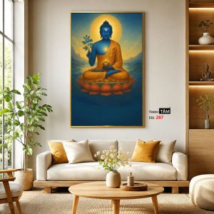 Phật Dược Sư (Dược Sư Lưu Ly Quang Như Lai) | Tranh hộp đèn cao cấp | Mã tranh 287 | Tranh TÂM - Ảnh 3
