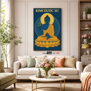 Phật Dược Sư (Dược Sư Lưu Ly Quang Như Lai) | Tranh hộp đèn cao cấp | Mã tranh 290 | Tranh TÂM - Ảnh 5