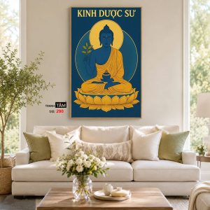 Phật Dược Sư (Dược Sư Lưu Ly Quang Như Lai) | Tranh hộp đèn cao cấp | Mã tranh 290 | Tranh TÂM - Ảnh 4