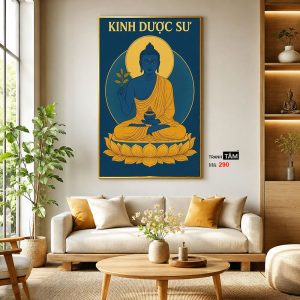 Phật Dược Sư (Dược Sư Lưu Ly Quang Như Lai) | Tranh hộp đèn cao cấp | Mã tranh 290 | Tranh TÂM - Ảnh 3