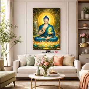 Phật Dược Sư (Dược Sư Lưu Ly Quang Như Lai) | Tranh hộp đèn cao cấp | Mã tranh 291 | Tranh TÂM - Ảnh 5