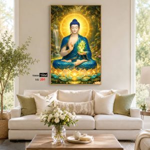 Phật Dược Sư (Dược Sư Lưu Ly Quang Như Lai) | Tranh hộp đèn cao cấp | Mã tranh 291 | Tranh TÂM - Ảnh 4