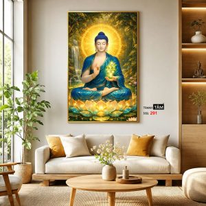 Phật Dược Sư (Dược Sư Lưu Ly Quang Như Lai) | Tranh hộp đèn cao cấp | Mã tranh 291 | Tranh TÂM - Ảnh 3