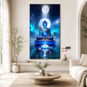 Phật Dược Sư (Dược Sư Lưu Ly Quang Như Lai) | Tranh hộp đèn cao cấp | Mã tranh 292 | Tranh TÂM - Ảnh 3