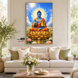 Phật Dược Sư (Dược Sư Lưu Ly Quang Như Lai) | Tranh hộp đèn cao cấp | Mã tranh 293 | Tranh TÂM - Ảnh 4