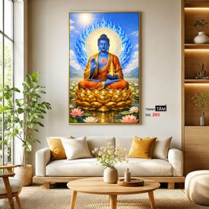Phật Dược Sư (Dược Sư Lưu Ly Quang Như Lai) | Tranh hộp đèn cao cấp | Mã tranh 293 | Tranh TÂM - Ảnh 3