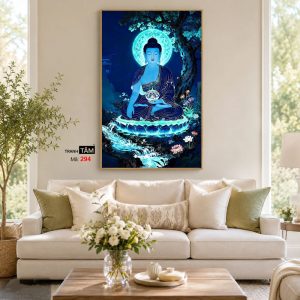 Phật Dược Sư (Dược Sư Lưu Ly Quang Như Lai) | Tranh hộp đèn cao cấp | Mã tranh 294 | Tranh TÂM - Ảnh 4