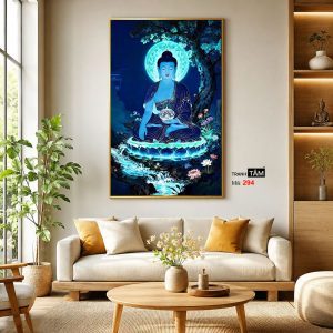 Phật Dược Sư (Dược Sư Lưu Ly Quang Như Lai) | Tranh hộp đèn cao cấp | Mã tranh 294 | Tranh TÂM - Ảnh 3