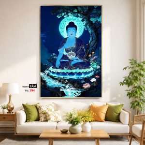 Alternative view of Phật Dược Sư (Dược Sư Lưu Ly Quang Như Lai) | Tranh hộp đèn cao cấp | Mã tranh 294 | Tranh TÂM