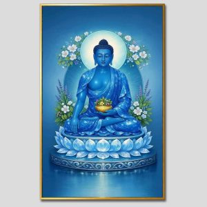 Phật Dược Sư (Dược Sư Lưu Ly Quang Như Lai) | Tranh hộp đèn cao cấp | Mã tranh 295 | Tranh TÂM