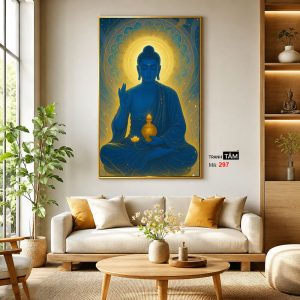 Phật Dược Sư (Dược Sư Lưu Ly Quang Như Lai) | Tranh hộp đèn cao cấp | Mã tranh 297 | Tranh TÂM - Ảnh 3