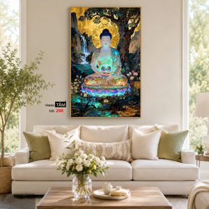 Phật Dược Sư (Dược Sư Lưu Ly Quang Như Lai) | Tranh hộp đèn cao cấp | Mã tranh 298 | Tranh TÂM - Ảnh 4