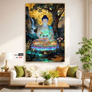 Alternative view of Phật Dược Sư (Dược Sư Lưu Ly Quang Như Lai) | Tranh hộp đèn cao cấp | Mã tranh 298 | Tranh TÂM