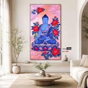 Phật Dược Sư (Dược Sư Lưu Ly Quang Như Lai) | Tranh hộp đèn cao cấp | Mã tranh 299 | Tranh TÂM - Ảnh 3