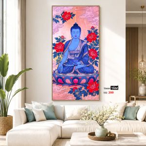 Alternative view of Phật Dược Sư (Dược Sư Lưu Ly Quang Như Lai) | Tranh hộp đèn cao cấp | Mã tranh 299 | Tranh TÂM
