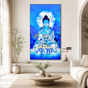 Phật Dược Sư (Dược Sư Lưu Ly Quang Như Lai) | Tranh hộp đèn cao cấp | Mã tranh 300 | Tranh TÂM - Ảnh 3