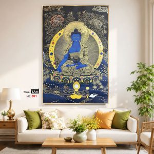 Alternative view of Phật Dược Sư (Dược Sư Lưu Ly Quang Như Lai) | Tranh hộp đèn cao cấp | Mã tranh 301 | Tranh TÂM