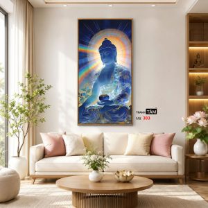 Phật Dược Sư (Dược Sư Lưu Ly Quang Như Lai) | Tranh hộp đèn cao cấp | Mã tranh 303 | Tranh TÂM - Ảnh 5