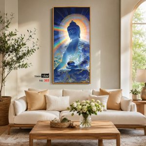 Phật Dược Sư (Dược Sư Lưu Ly Quang Như Lai) | Tranh hộp đèn cao cấp | Mã tranh 303 | Tranh TÂM - Ảnh 4