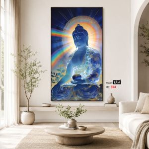 Phật Dược Sư (Dược Sư Lưu Ly Quang Như Lai) | Tranh hộp đèn cao cấp | Mã tranh 303 | Tranh TÂM - Ảnh 3