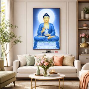 Phật Dược Sư (Dược Sư Lưu Ly Quang Như Lai) | Tranh hộp đèn cao cấp | Mã tranh 304 | Tranh TÂM - Ảnh 5