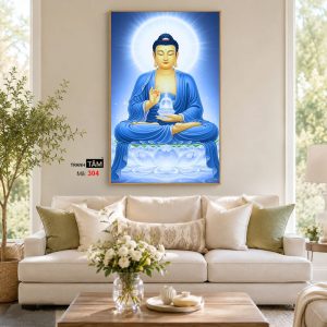 Phật Dược Sư (Dược Sư Lưu Ly Quang Như Lai) | Tranh hộp đèn cao cấp | Mã tranh 304 | Tranh TÂM - Ảnh 4