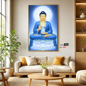 Phật Dược Sư (Dược Sư Lưu Ly Quang Như Lai) | Tranh hộp đèn cao cấp | Mã tranh 304 | Tranh TÂM - Ảnh 3