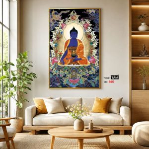Phật Dược Sư (Dược Sư Lưu Ly Quang Như Lai) | Tranh hộp đèn cao cấp | Mã tranh 305 | Tranh TÂM - Ảnh 3