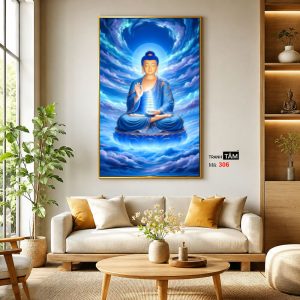 Phật Dược Sư (Dược Sư Lưu Ly Quang Như Lai) | Tranh hộp đèn cao cấp | Mã tranh 306 | Tranh TÂM - Ảnh 3