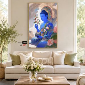 Phật Dược Sư (Dược Sư Lưu Ly Quang Như Lai) | Tranh hộp đèn cao cấp | Mã tranh 307 | Tranh TÂM - Ảnh 4