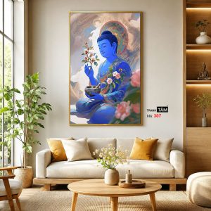 Phật Dược Sư (Dược Sư Lưu Ly Quang Như Lai) | Tranh hộp đèn cao cấp | Mã tranh 307 | Tranh TÂM - Ảnh 3