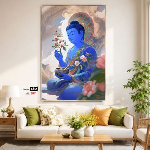 Alternative view of Phật Dược Sư (Dược Sư Lưu Ly Quang Như Lai) | Tranh hộp đèn cao cấp | Mã tranh 307 | Tranh TÂM