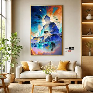 Phật Dược Sư (Dược Sư Lưu Ly Quang Như Lai) | Tranh hộp đèn cao cấp | Mã tranh 308 | Tranh TÂM - Ảnh 3