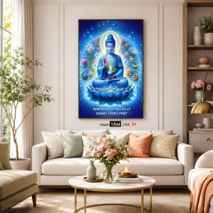 Phật Dược Sư (Dược Sư Lưu Ly Quang Như Lai) | Tranh hộp đèn cao cấp | Mã tranh 31 | Tranh TÂM - Ảnh 5