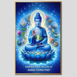 Phật Dược Sư (Dược Sư Lưu Ly Quang Như Lai) | Tranh hộp đèn cao cấp | Mã tranh 31 | Tranh TÂM
