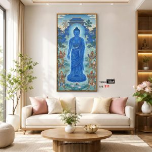 Phật Dược Sư (Dược Sư Lưu Ly Quang Như Lai) | Tranh hộp đèn cao cấp | Mã tranh 311 | Tranh TÂM - Ảnh 5