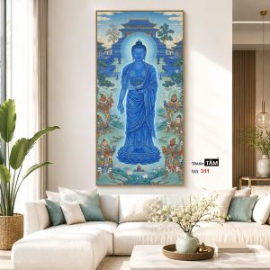 Alternative view of Phật Dược Sư (Dược Sư Lưu Ly Quang Như Lai) | Tranh hộp đèn cao cấp | Mã tranh 311 | Tranh TÂM