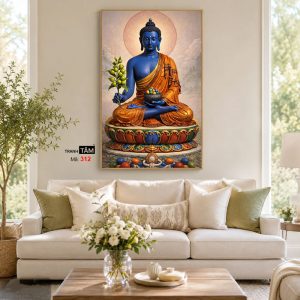 Phật Dược Sư (Dược Sư Lưu Ly Quang Như Lai) | Tranh hộp đèn cao cấp | Mã tranh 312 | Tranh TÂM - Ảnh 4