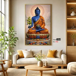 Phật Dược Sư (Dược Sư Lưu Ly Quang Như Lai) | Tranh hộp đèn cao cấp | Mã tranh 312 | Tranh TÂM - Ảnh 3