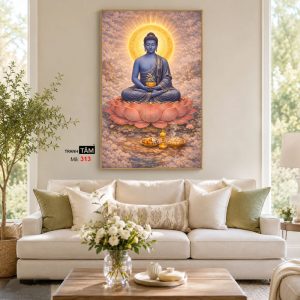 Phật Dược Sư (Dược Sư Lưu Ly Quang Như Lai) | Tranh hộp đèn cao cấp | Mã tranh 313 | Tranh TÂM - Ảnh 4