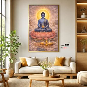 Phật Dược Sư (Dược Sư Lưu Ly Quang Như Lai) | Tranh hộp đèn cao cấp | Mã tranh 313 | Tranh TÂM - Ảnh 3
