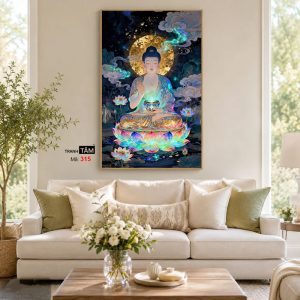 Phật Dược Sư (Dược Sư Lưu Ly Quang Như Lai) | Tranh hộp đèn cao cấp | Mã tranh 315 | Tranh TÂM - Ảnh 4